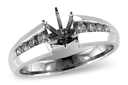 14K White Gold Diamond Semi-Mount Ring