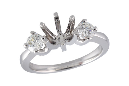 14K White Gold Diamond Semi-Mount Ring