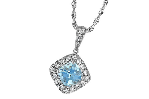 14K White Gold Aquamarine Necklace