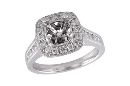 14K White Gold Diamond Semi-Mount Ring