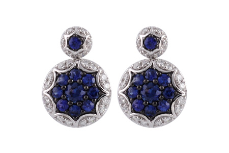 14K White Gold Sapphire Earrings