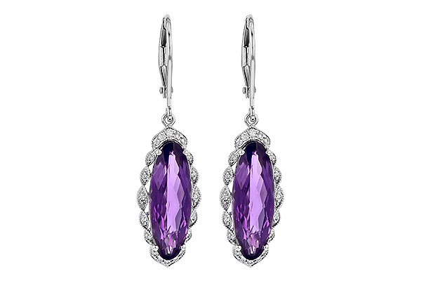 14K White Gold Amethyst Earrings