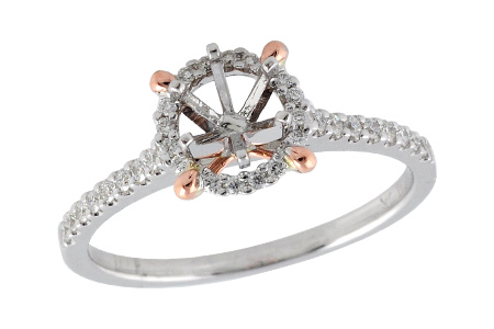 14K Two-Tone Diamond Semi-Mount Ring