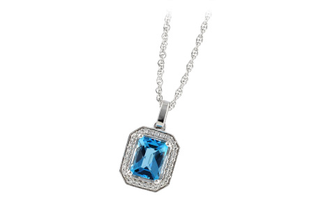 14K White Gold Topaz Necklace