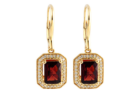 14K Yellow Gold Garnet Earrings