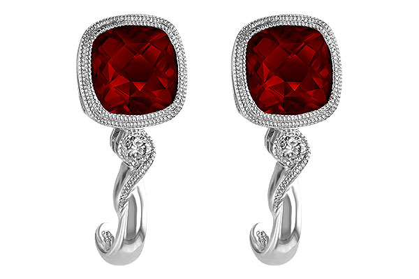 14K White Gold Garnet Earrings