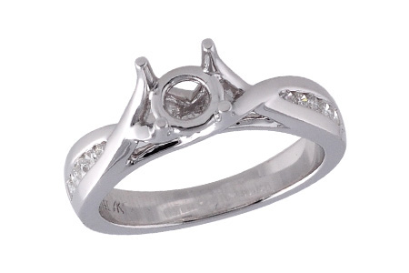 14K White Gold Diamond Semi-Mount Ring
