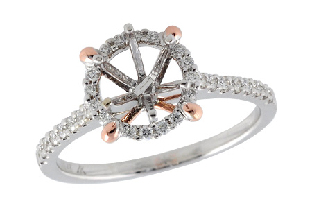 14K Two-Tone Diamond Semi-Mount Ring