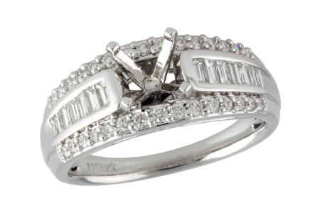 14K White Gold Diamond Semi-Mount Ring