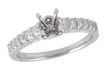 14K White Gold Diamond Semi-Mount Ring
