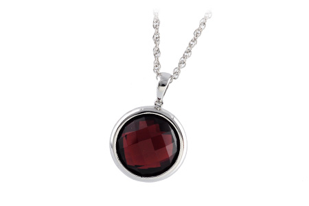 14K White Gold Garnet Necklace