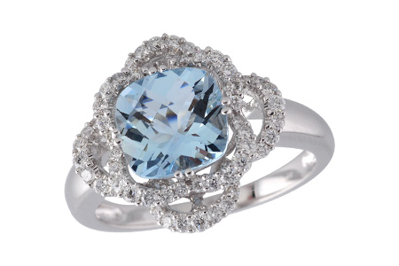 14K White Gold Aquamarine Ring