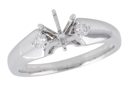 14K White Gold Diamond Semi-Mount Ring