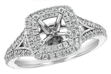 14K White Gold Diamond Semi-Mount Ring