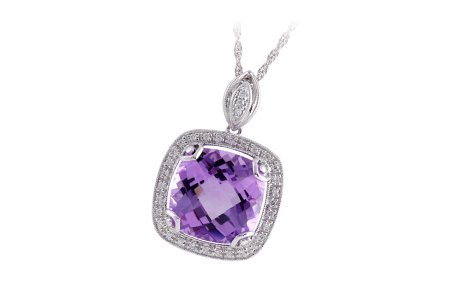 14K White Gold Amethyst Necklace