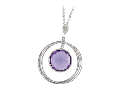 14K White Gold Amethyst Necklace