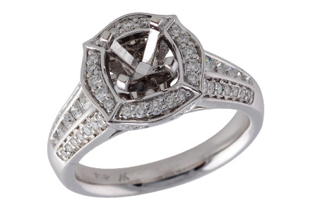 14K White Gold Diamond Semi-Mount Ring
