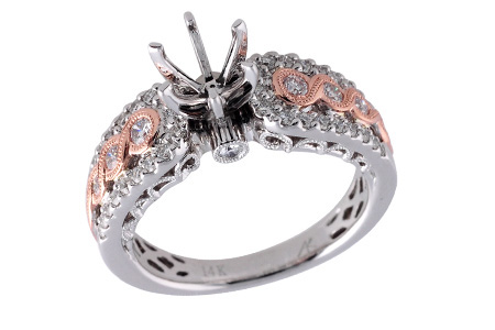 14K Two-Tone Diamond Semi-Mount Ring