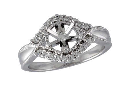 14K White Gold Diamond Semi-Mount Ring