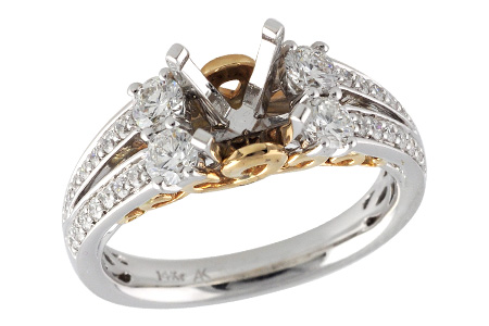 14K Two-Tone Diamond Semi-Mount Ring