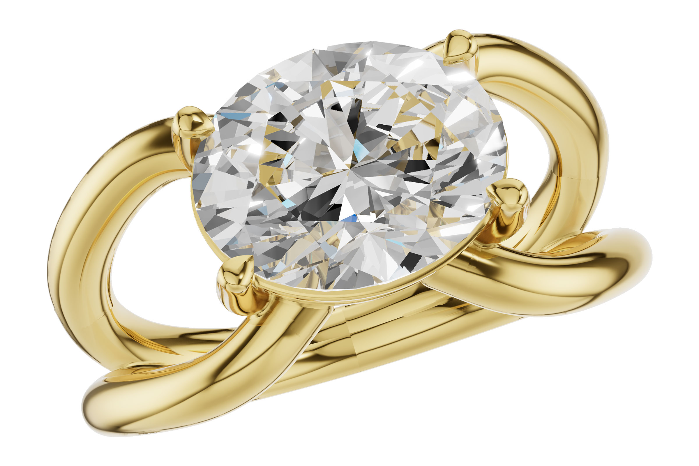 14K Yellow Gold Diamond Semi-Mount Ring