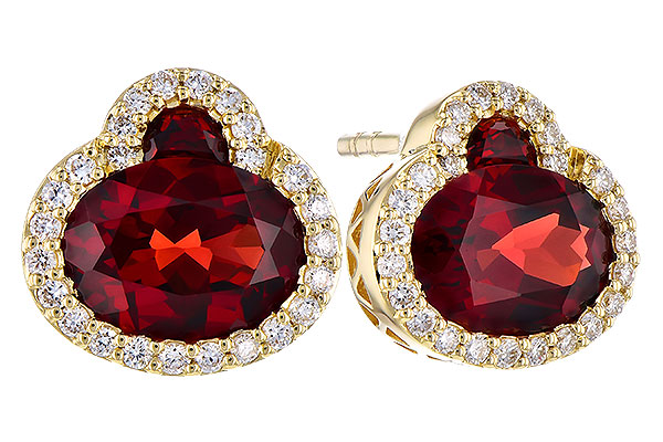 14K Yellow Gold Garnet Earrings