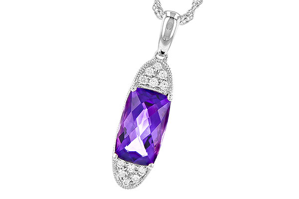 14K White Gold Amethyst Necklace
