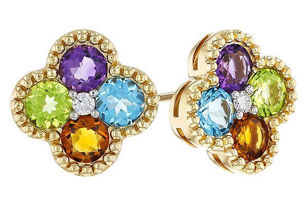 14K Yellow Gold Amethyst Earrings