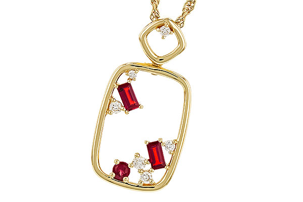 14K Yellow Gold Ruby Necklace