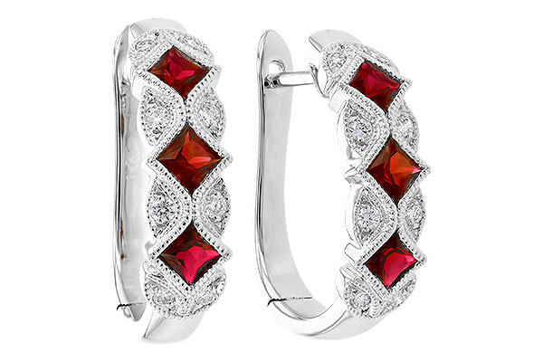 14K White Gold Ruby Earrings