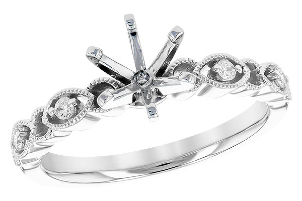 14K White Gold Diamond Semi-Mount Ring