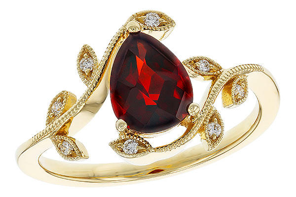 14K Yellow Gold Garnet Ring