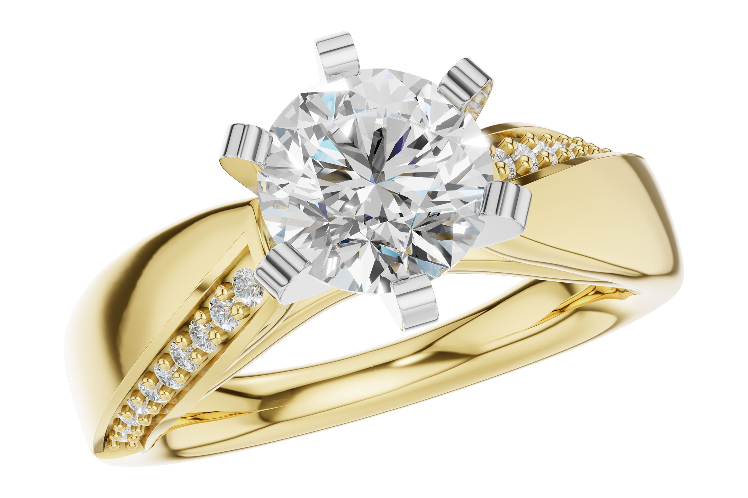 14K Yellow Gold Diamond Semi-Mount Ring