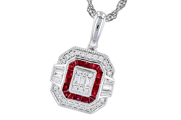 14K White Gold Ruby Necklace