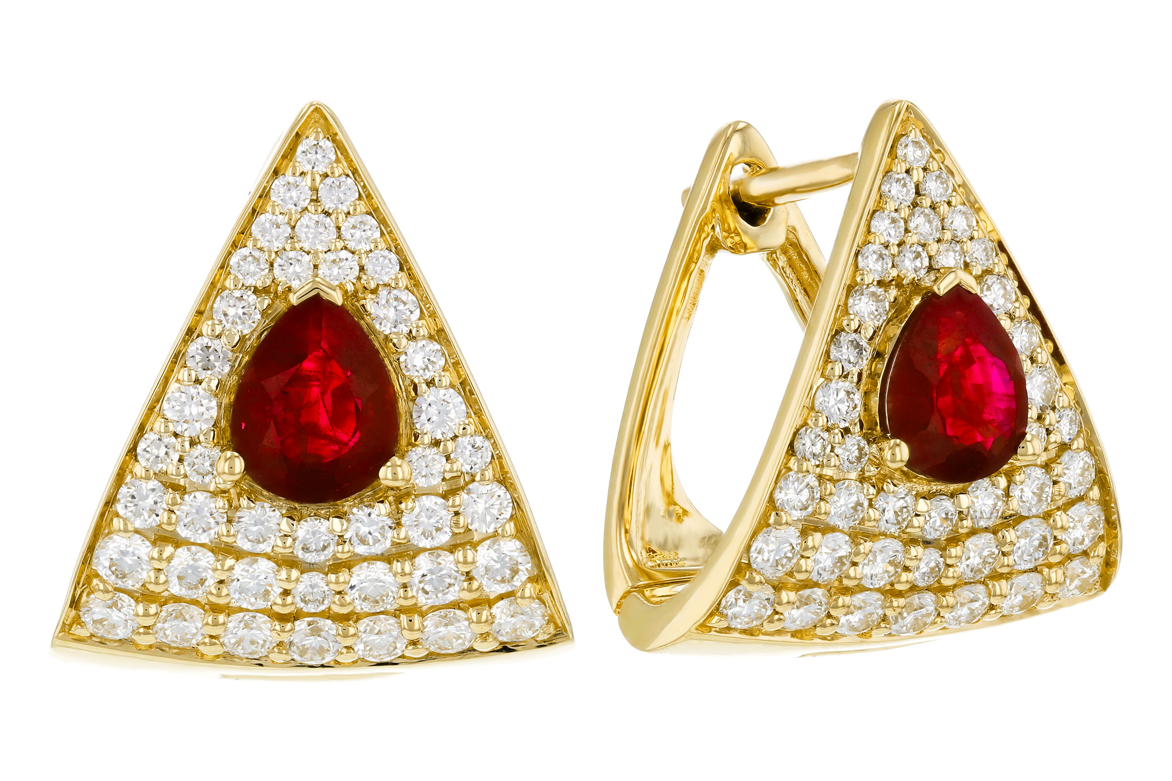 14K Yellow Gold Ruby Earrings