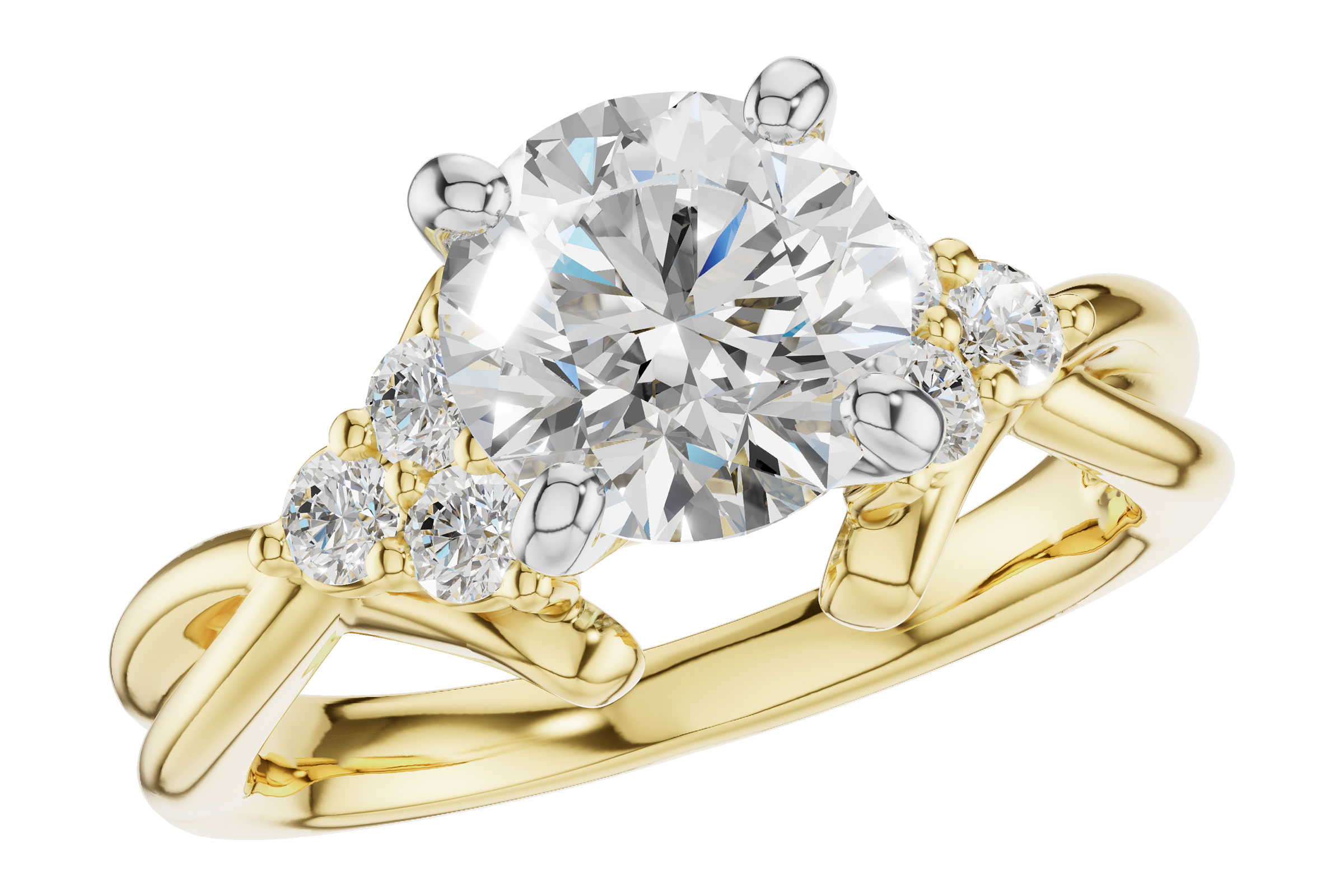 14K Yellow Gold Diamond Semi-Mount Ring