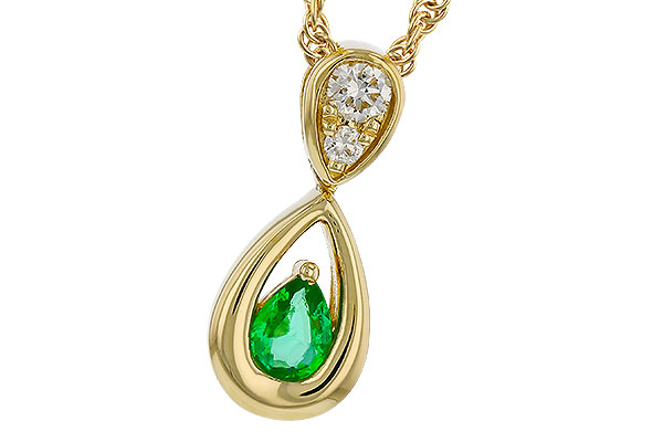 14K Yellow Gold Emerald Necklace