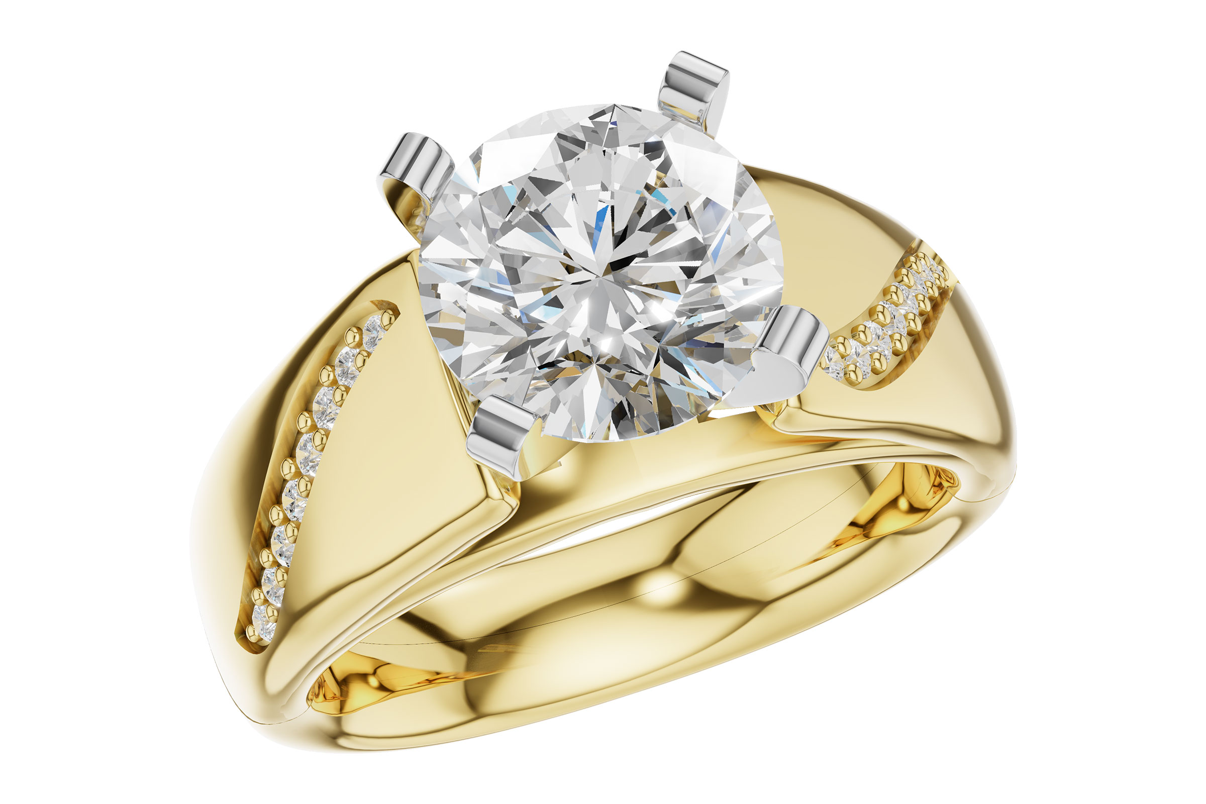 14K Yellow Gold Diamond Semi-Mount Ring