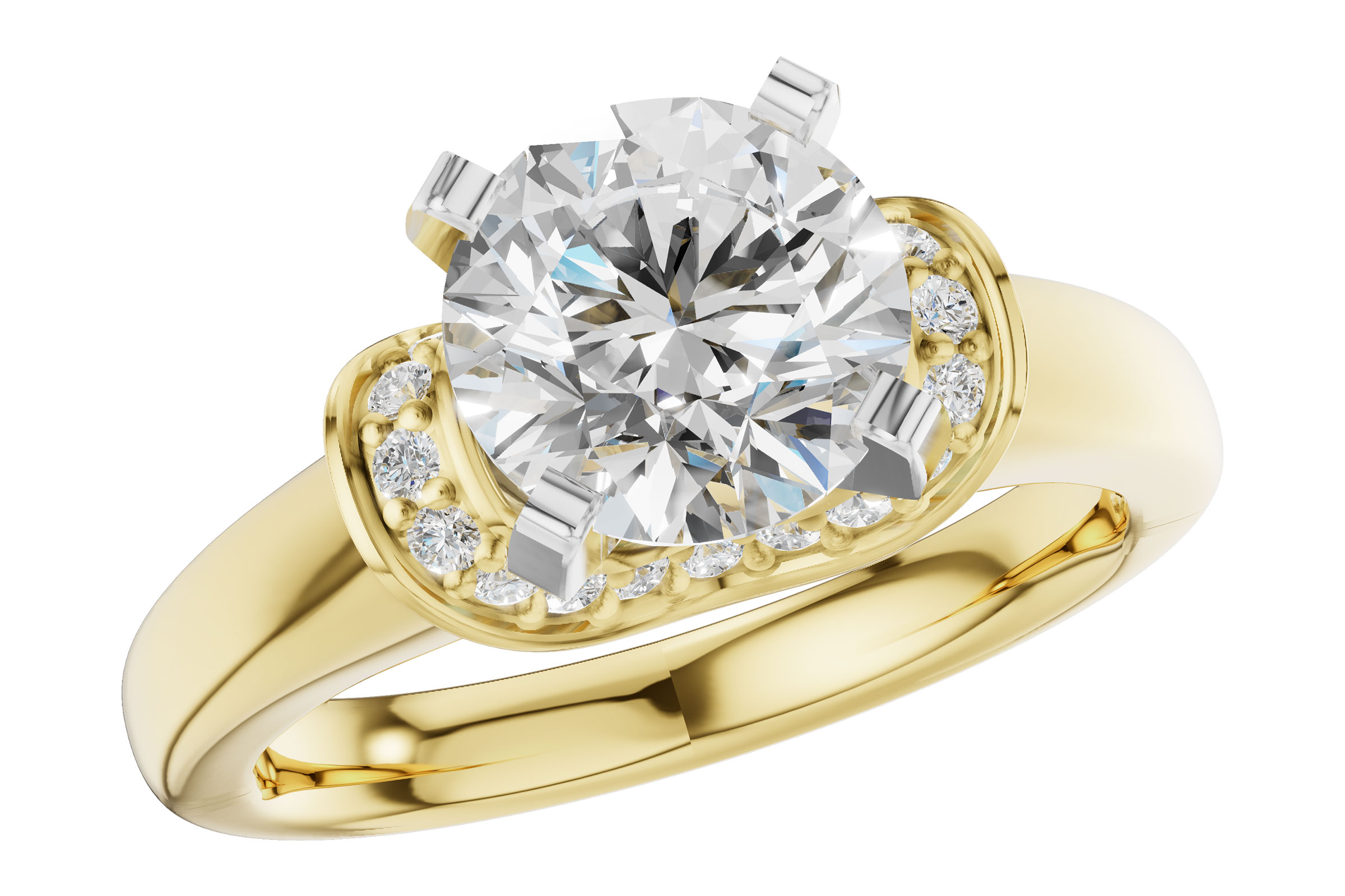 14K Yellow Gold Diamond Semi-Mount Ring