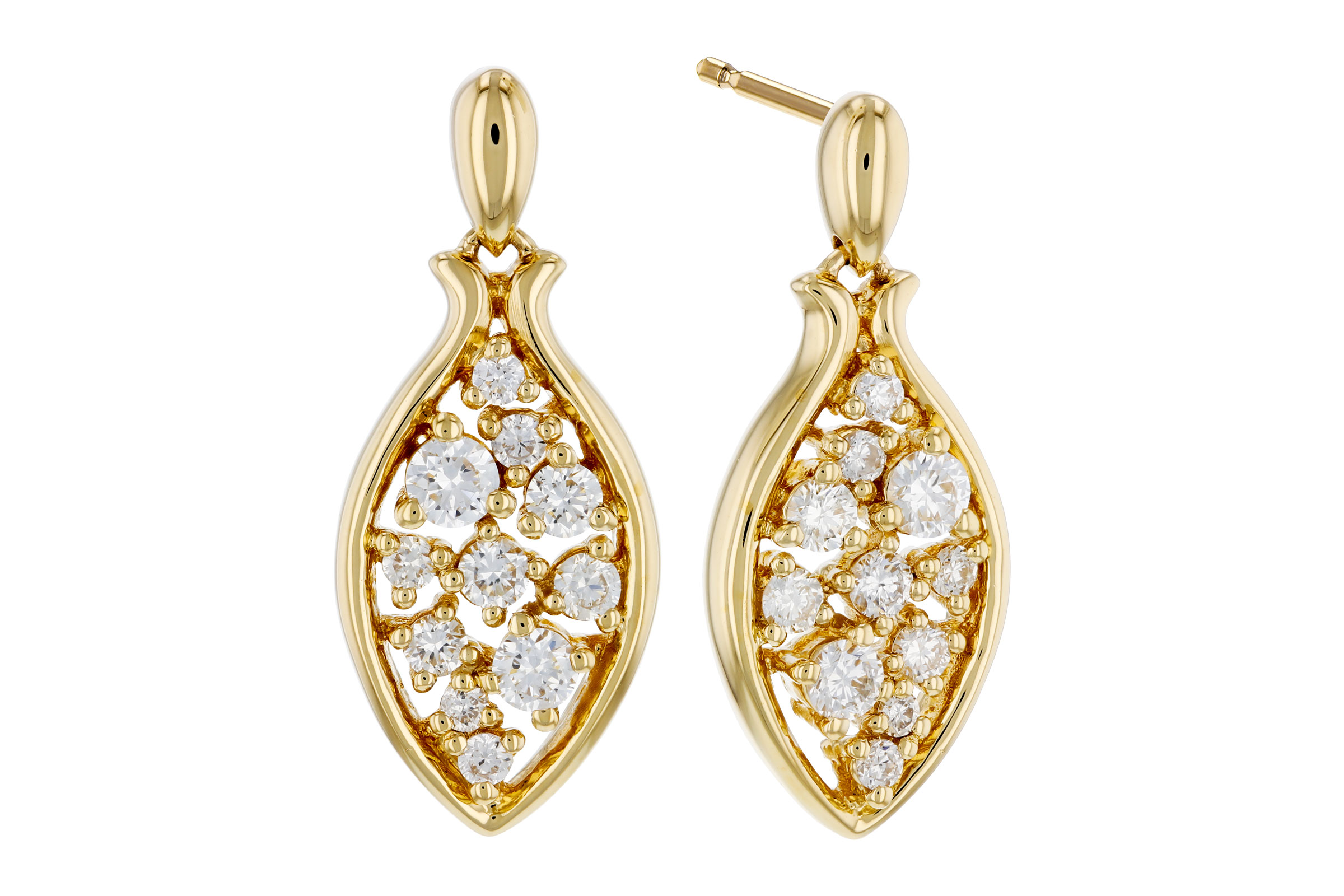 14K Yellow Gold Diamond Earrings