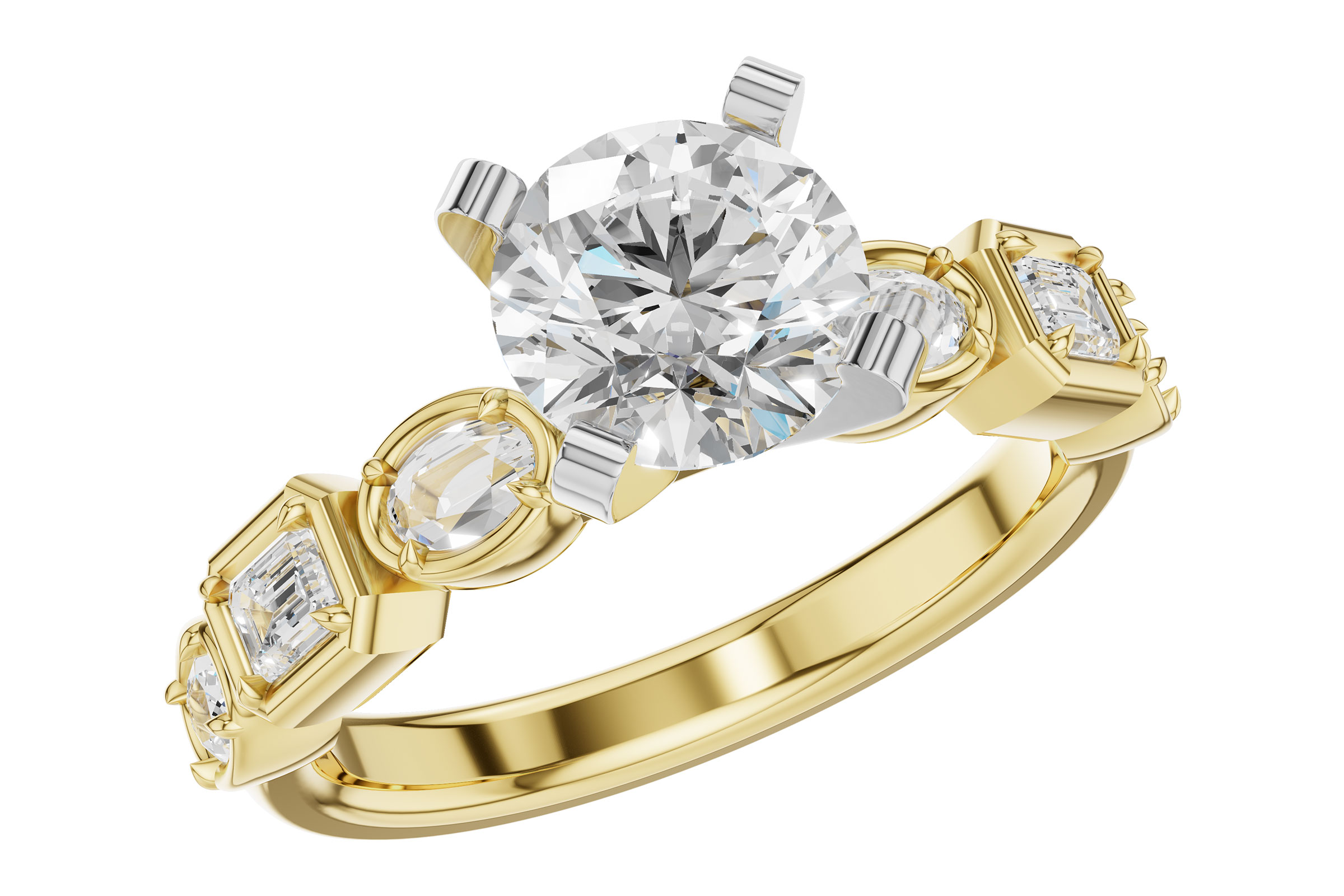 14K Yellow Gold Diamond Semi-Mount Ring