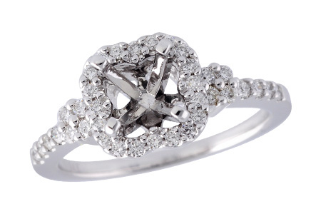14K White Gold Diamond Semi-Mount Ring