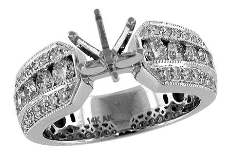 14K White Gold Diamond Semi-Mount Ring