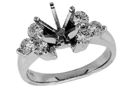 14K White Gold Diamond Semi-Mount Ring