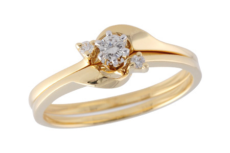 14K Yellow Gold Diamond Wedding Set