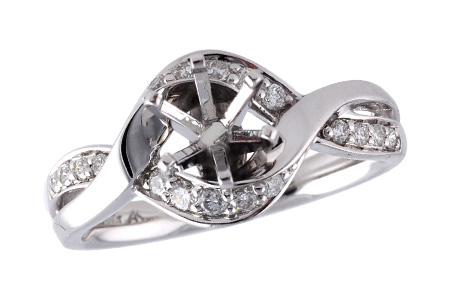 14K White Gold Diamond Semi-Mount Ring