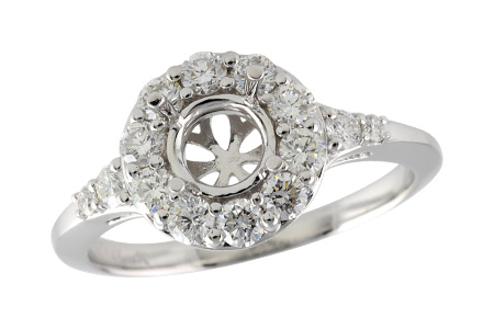 14K White Gold Diamond Semi-Mount Ring