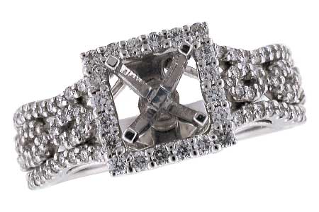 14K White Gold Diamond Semi-Mount Ring