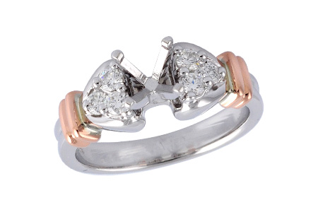 14K Two-Tone Diamond Semi-Mount Ring