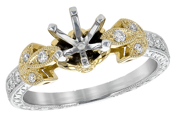 14K Two-Tone Diamond Semi-Mount Ring